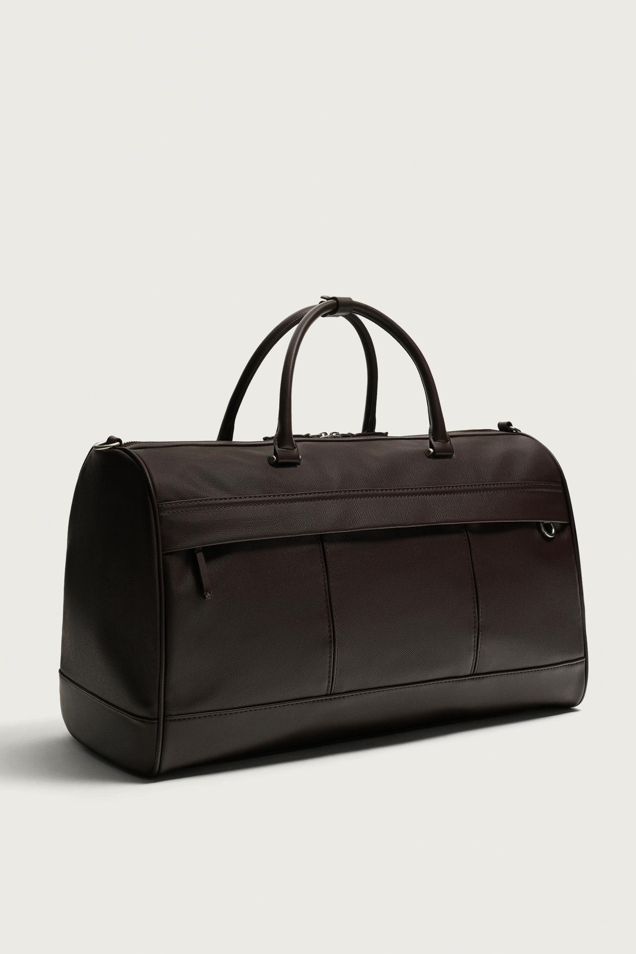 TEXTURED DUFFEL BAG — Brown