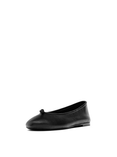 Ballerine en cuir à nœud - Noir de Zara