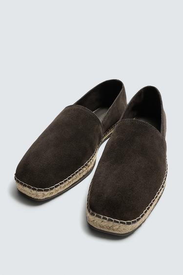 ESPADRILLE EN CUIR - Marron chocolat de Zara - Image 1