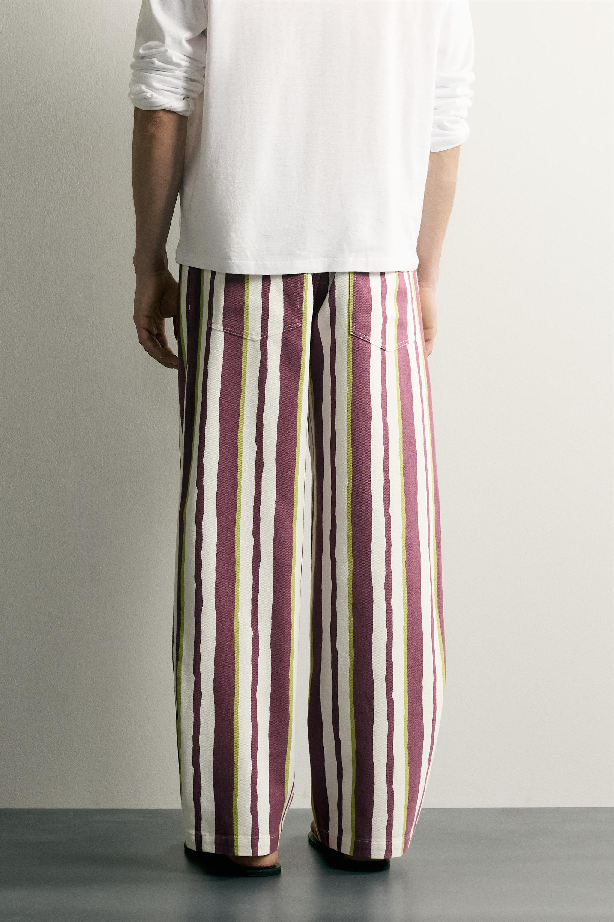 Zara ÇİZGİLİ STRAIGHT FIT PANTOLON görsel 3