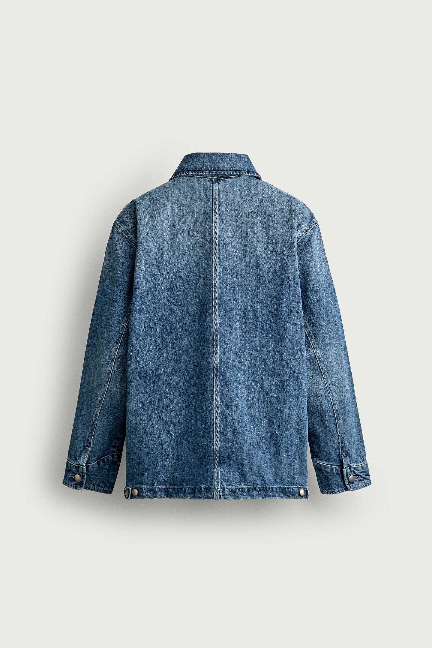Мужская куртка Zara Utility Pocket Denim Jacket, цвет: Синий — фото 9