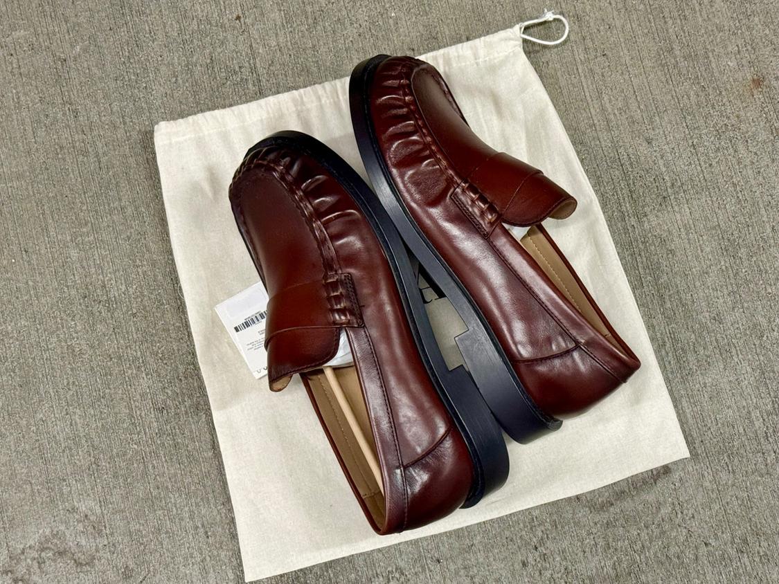 CRINKLED TOE BOX BROWN LEATHER LOAFERS SIZE US 11 NWT - Image 4