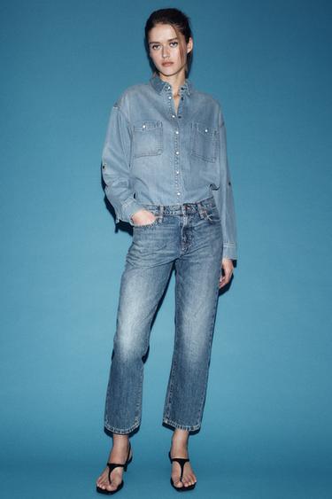 CAMISA DENIM OVERSIZE - Azul medio de Zara