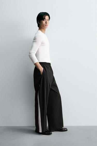 RELAXED FIT TECHNICAL TROUSERS - Black by Zara