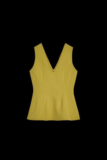 ZW COLLECTION PEPLUM TOP - Olive green by Zara - Image 0
