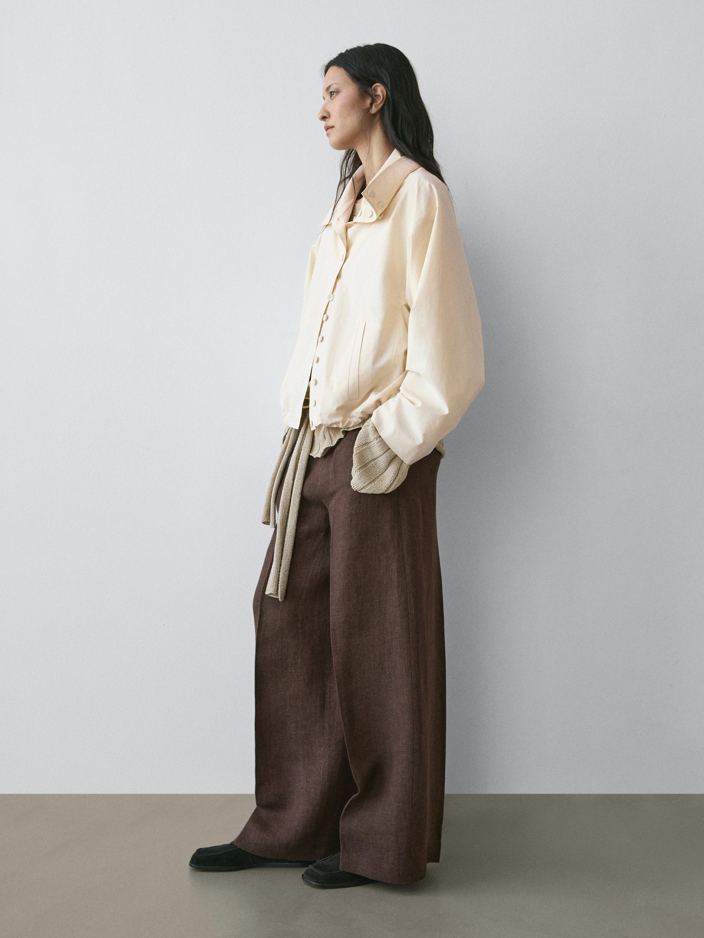 Flowing linen suit trousers