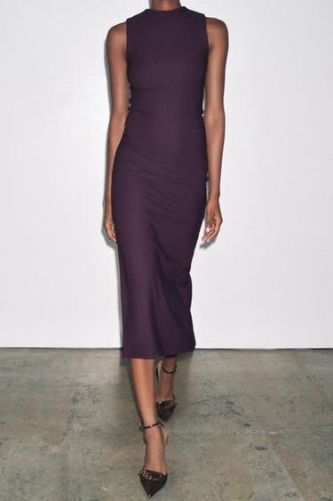LONG CREPE DRESS - Aubergine by Zara - Image 1