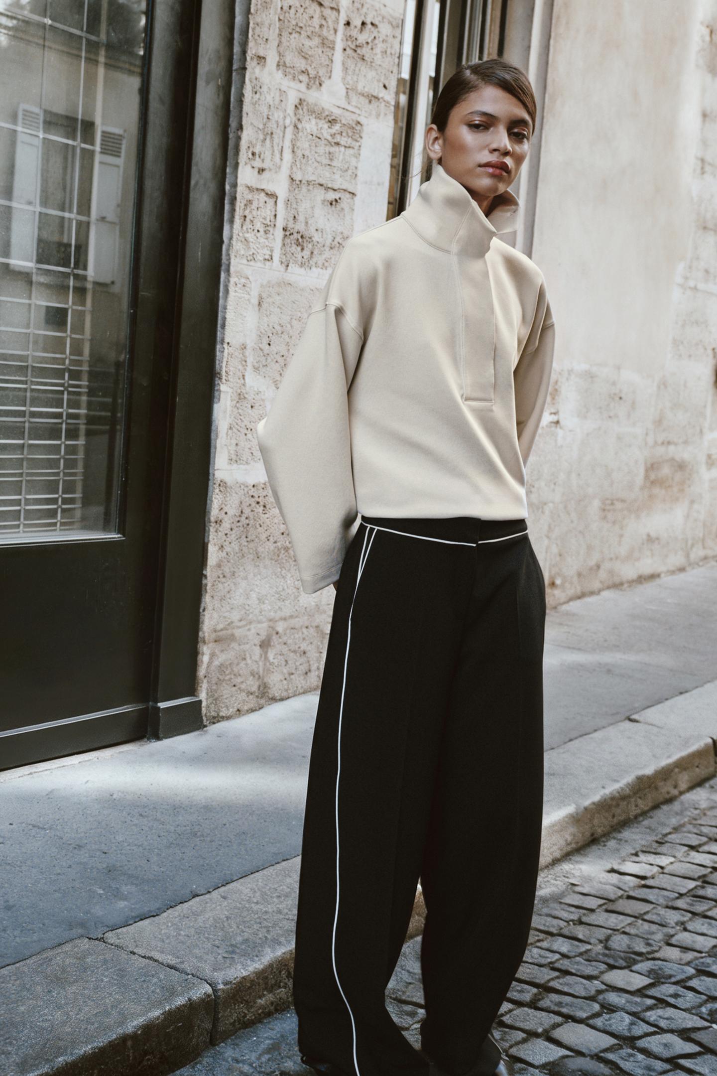 Женские брюки Zara Contrast Piping, цвет: Чёрный — фото 6