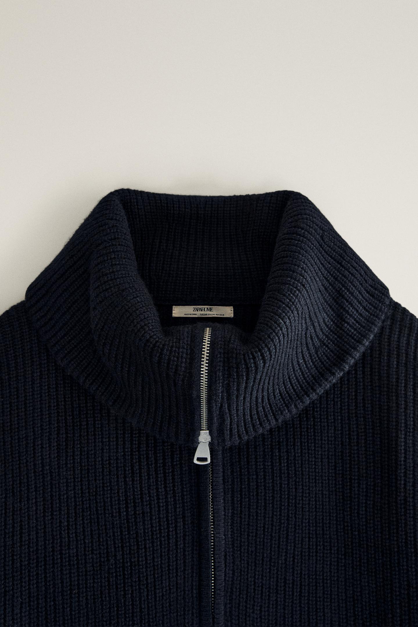Женский свитер Zara Wool with Zipper, цвет: Синий — фото 2