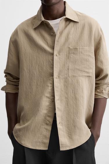CHEMISE FLUIDE À POCHE - Marron clair de Zara - Image 4