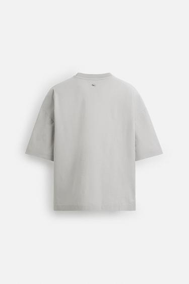 RELAXED FIT TECHNICAL T-SHIRT - Pearl grey by Zara - Image 7