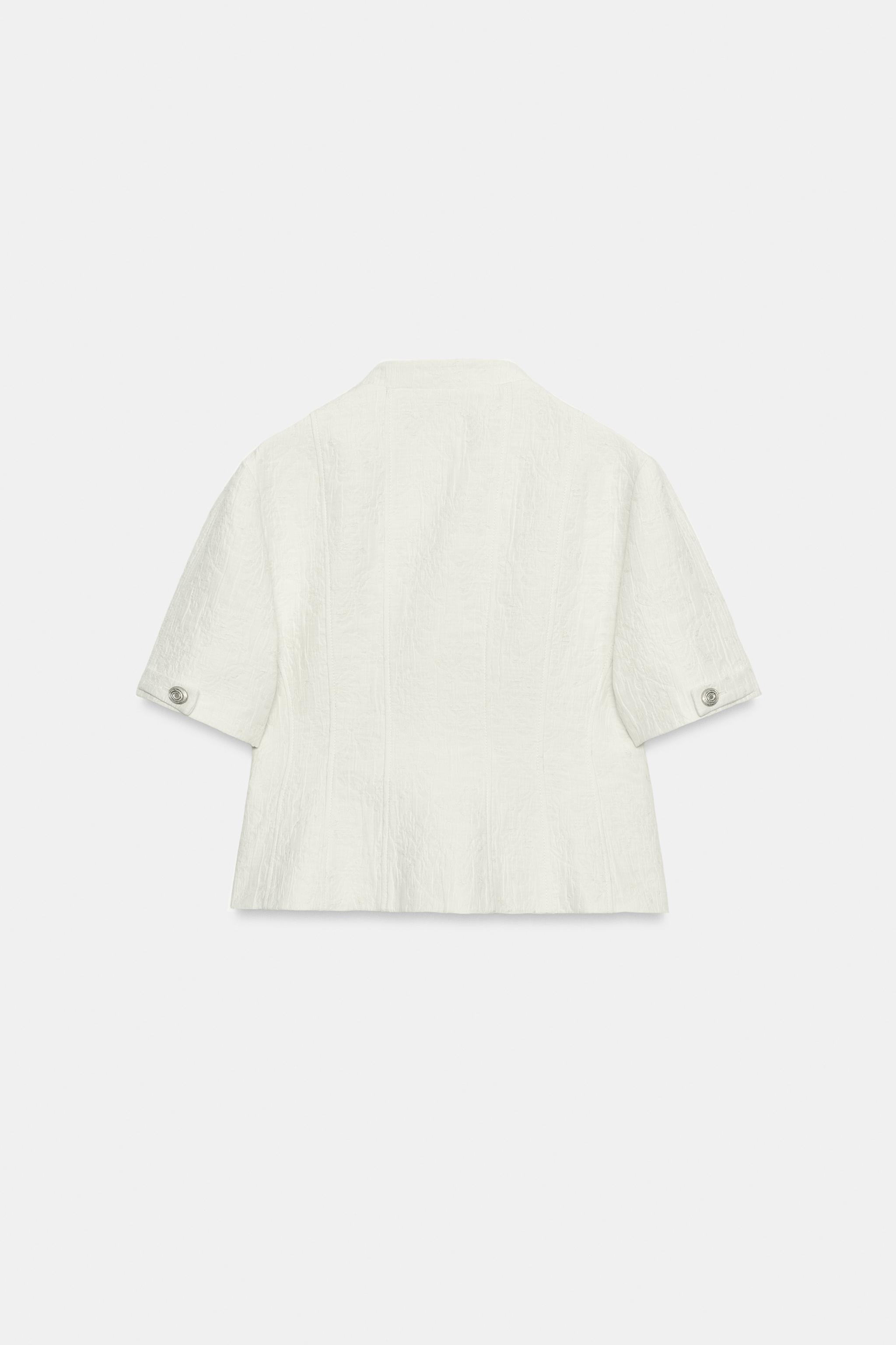 Женские куртки Zara SHORT SLEEVE JACQUARD JACKET — фото 6