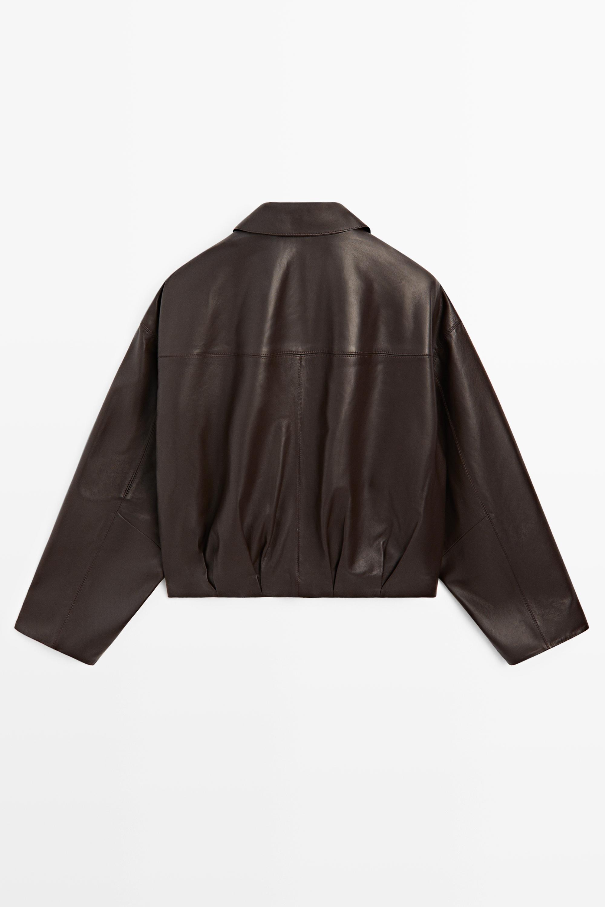 Pleated nappa leather jacket