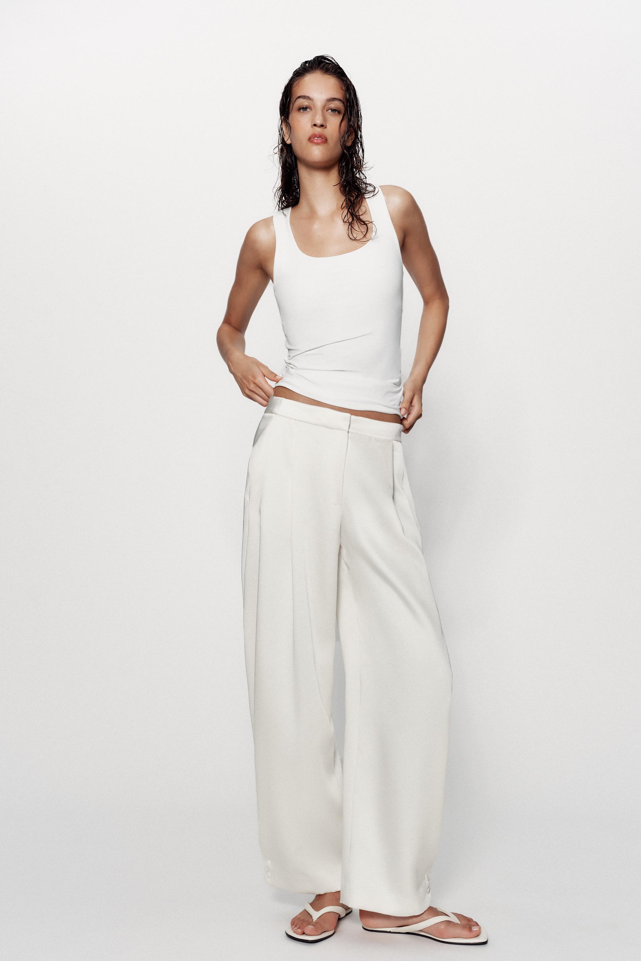 トップス am WIDE STRAP POLYAMIDE T-SHIRT - Ecru | ZARA United States