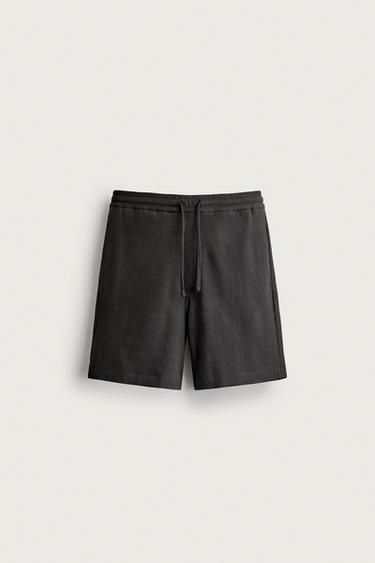 TEXTURED RELAXED FIT BERMUDA SHORTS - Charcoal by Zara
