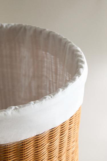 PANIER À LINGE ROTIN ET COTON - Marron de Zara - Image 2
