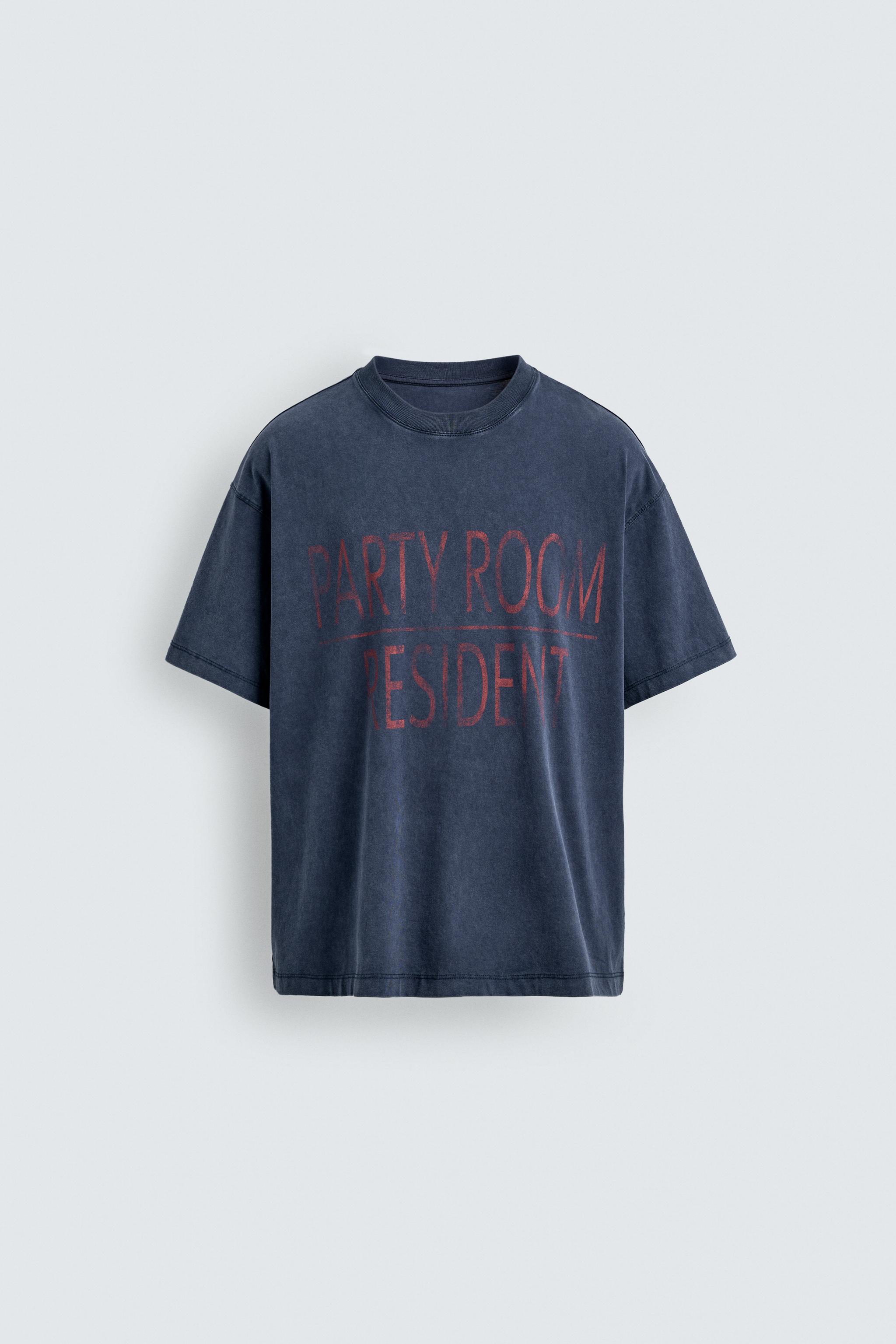 WASHED EFFECT TEXT T-SHIRT