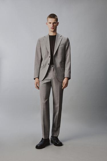 REGULAR FIT TEXTURED SUIT BLAZER - Beige by Zara - Image 0
