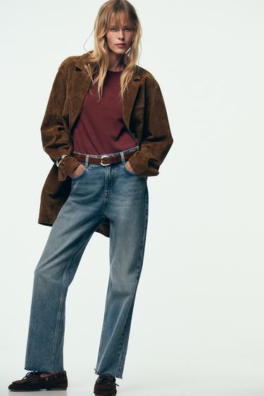 KAUS RUSTIK LENGAN PENDEK - Wine dari Zara