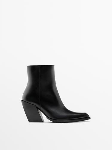 Botín tacón cowboy - Negro de Zara
