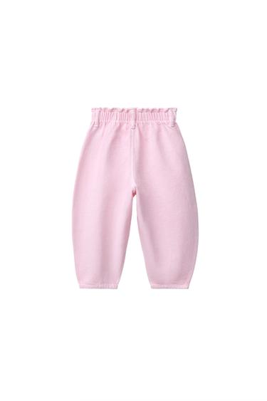 PANTALON SERGÉ BAGGY À POCHES CŒURS - Rose de Zara - Image 1