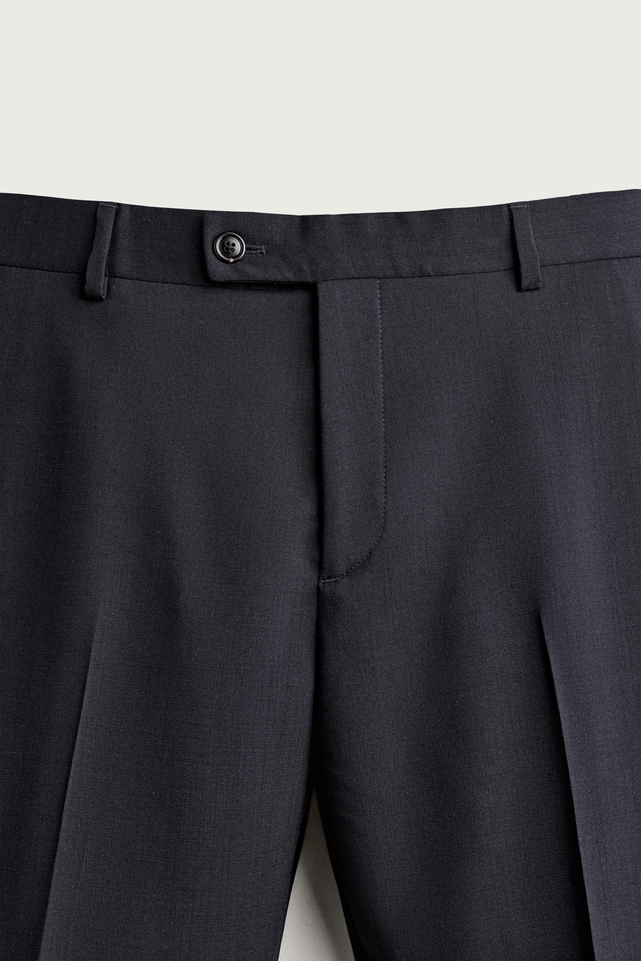 100% WOOL REGULAR FIT SUIT TROUSERS