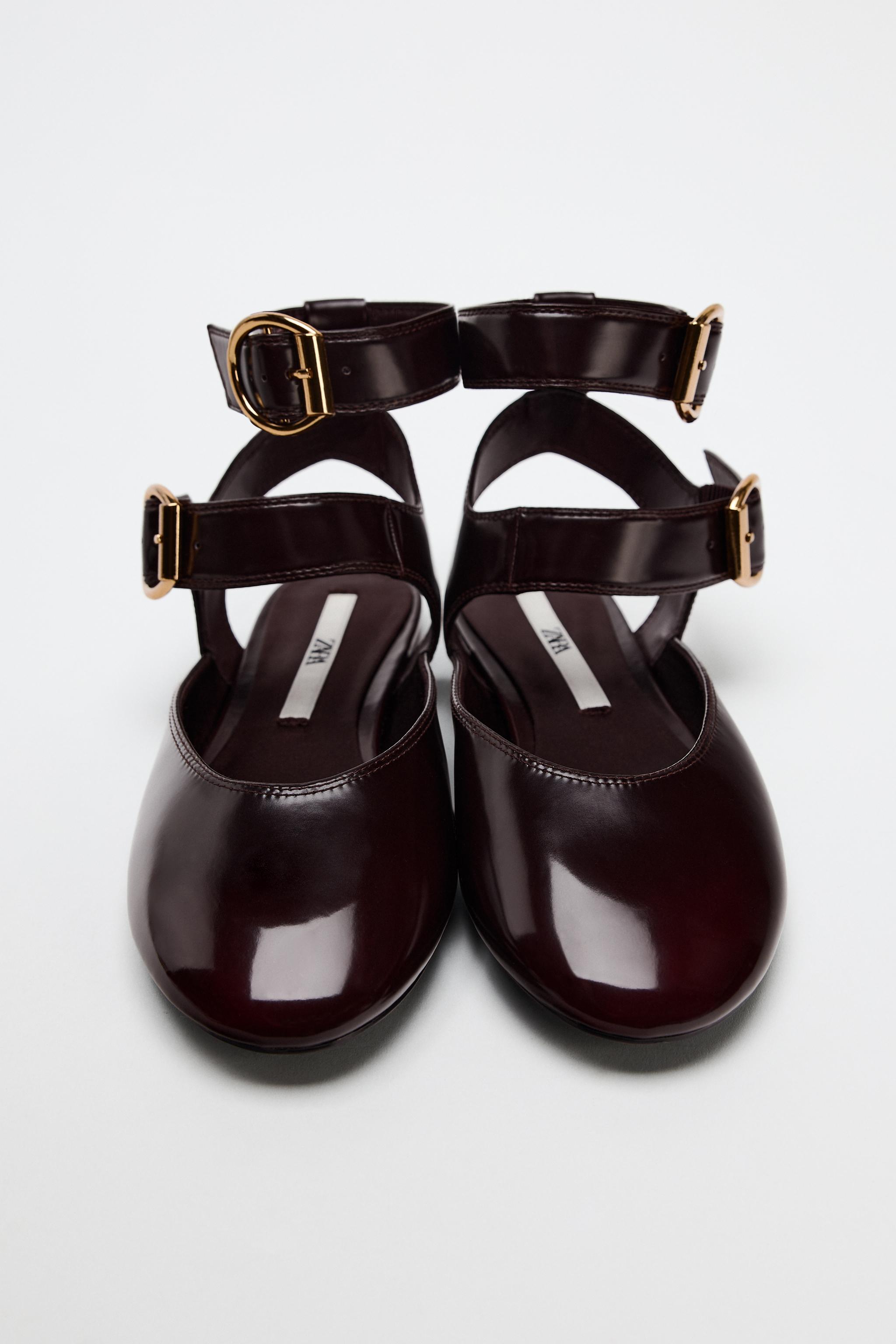 【関税＆送料込み】Ganni Burgundy Slingback Ballet Flat Sho GANNI BURGUNDY SLINGBACK BALLET FLAT SHOE WITH BUCKLES