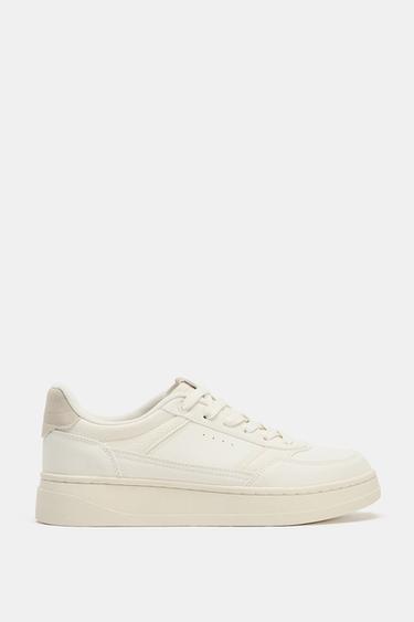 TRAINERS WITH COMBINED HEEL TAB - Ecru White by Zara