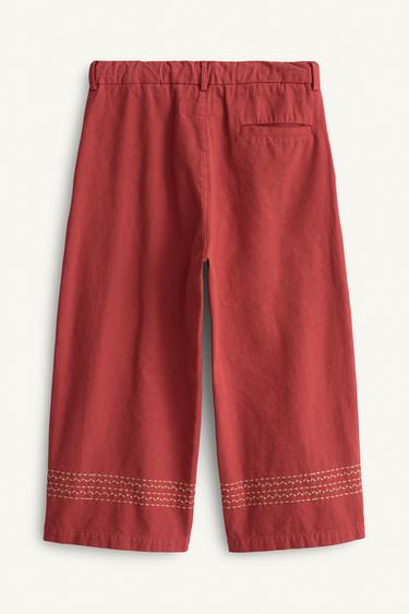 LIMITED EDITION STRAIGHT TROUSERS WITH TOPSTITCHING - Light red by Zara - Image 6