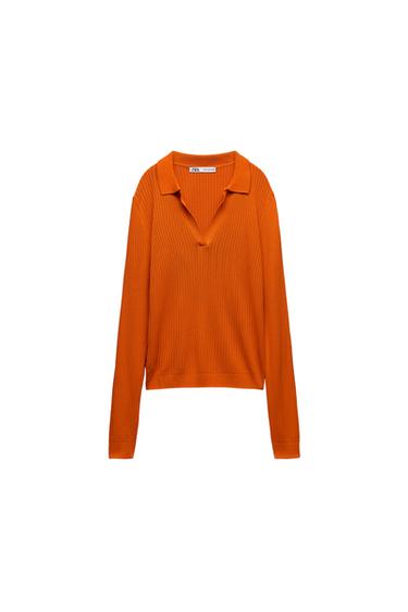 RIBBED KNIT POLO SHIRT