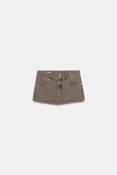 MINI JUPE EN DENIM TRF COULEUR - Marron de Zara - Image 3