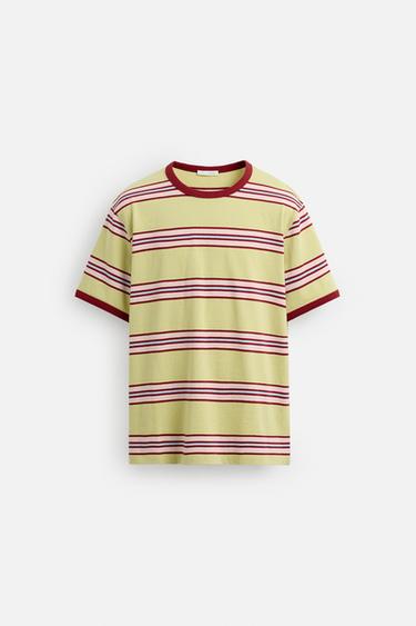Zara STRIPED CONTRAST T-SHIRT - Multicolored