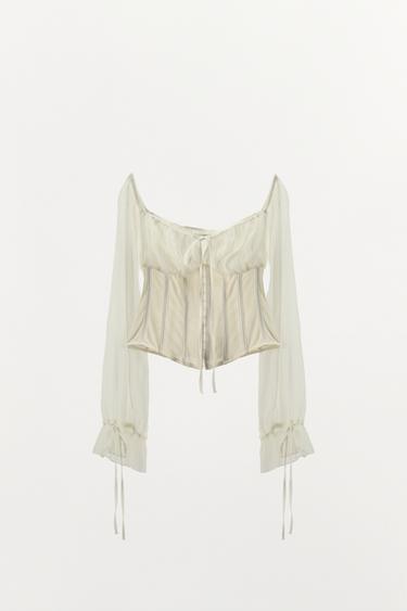 BLUSA CORSETERA - Crudo de Zara