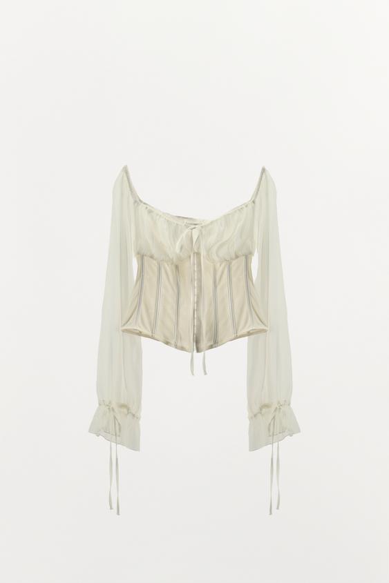 BLUSA CORSETERA - Crudo de Zara - Imagen 0