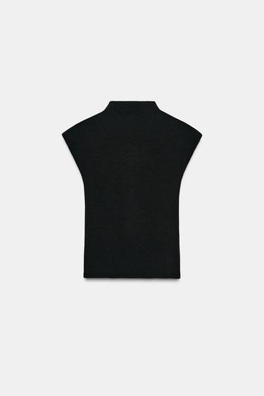 Zara HIGH NECK TOP - Black