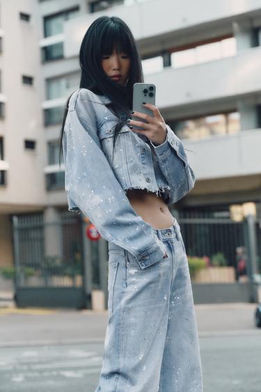 VESTE COURTE EN DENIM TRF STRASS - Bleu de Zara - Image 3