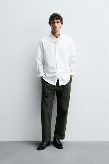 CAMISA ESTRUCTURA ALGODÓN - Blanco de Zara - Imagen 0
