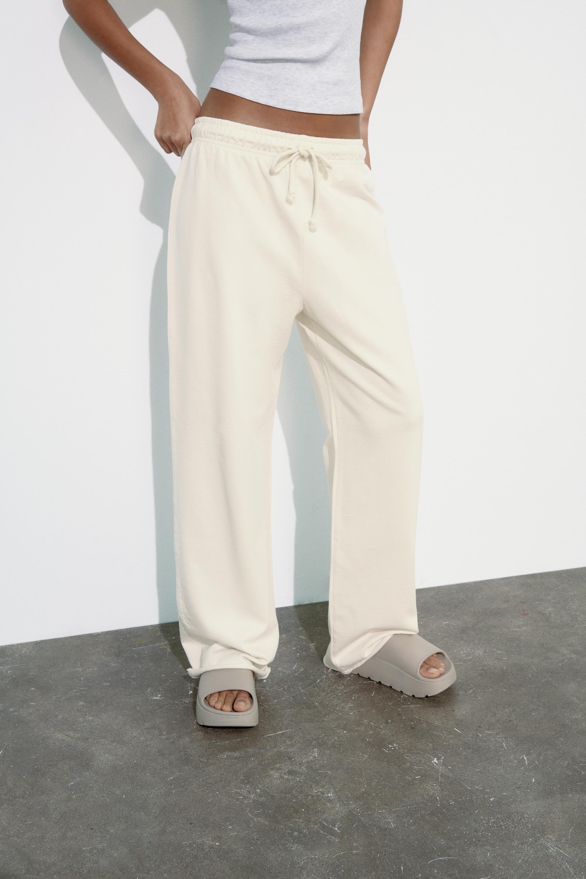 WASHED EFFECT PLUSH JOGGER PANTS - White