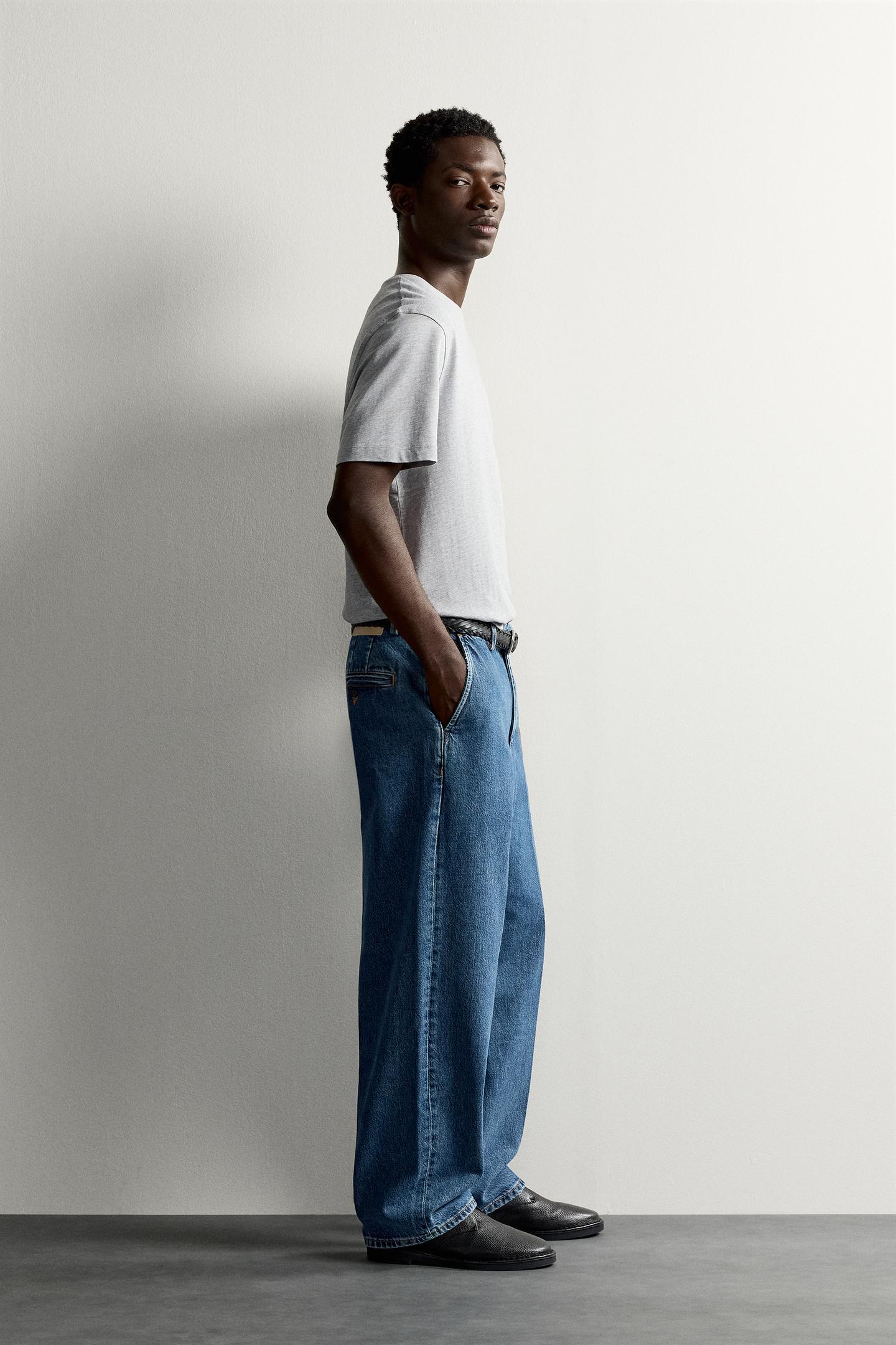 Мужская футболка Zara Regular Fit, цвет: Серый меланжевый — фото 4