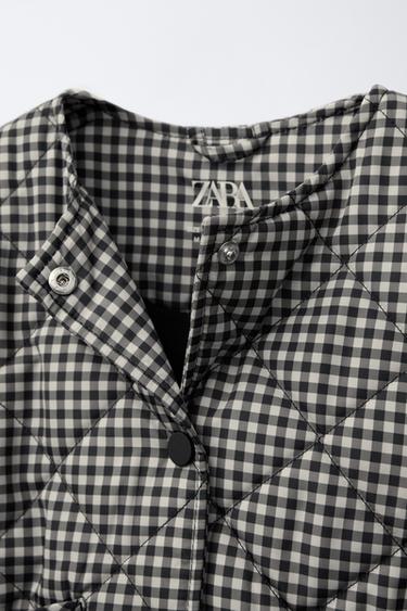 VESTE MATELASSÉE À CARREAUX VICHY - Noir / Écru de Zara - Image 2