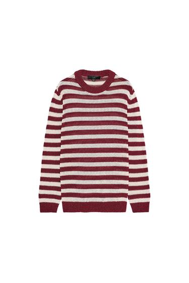 RUSTIKALER PULLOVER AUS STRICK - Cremefarben / Granatrot von Zara - Bild 0