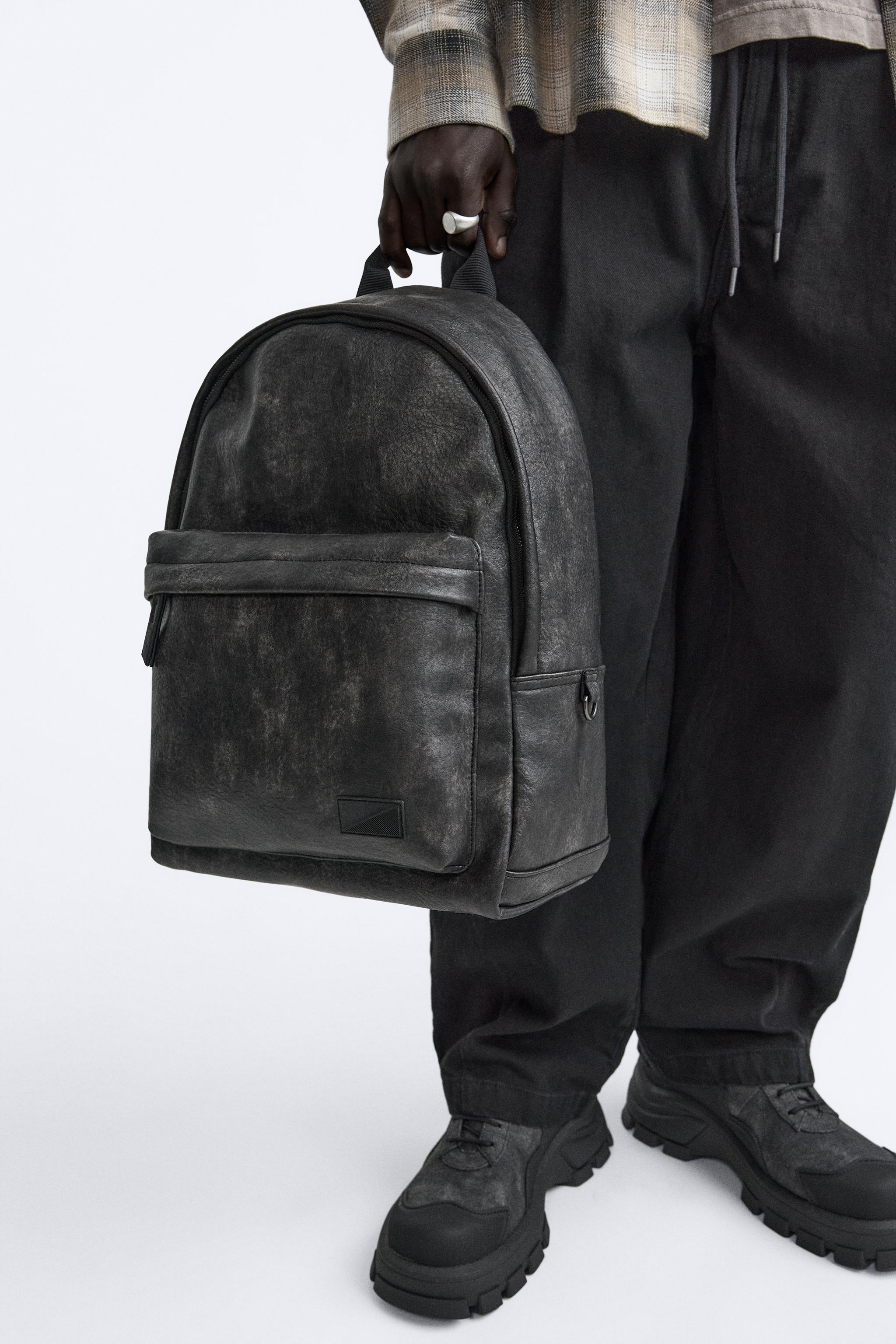 Leather backpack zara sale