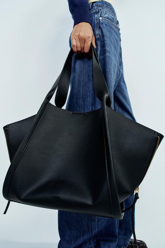SAC SHOPPER À FERMETURES ZIPPÉES - Noir de Zara - Image 0