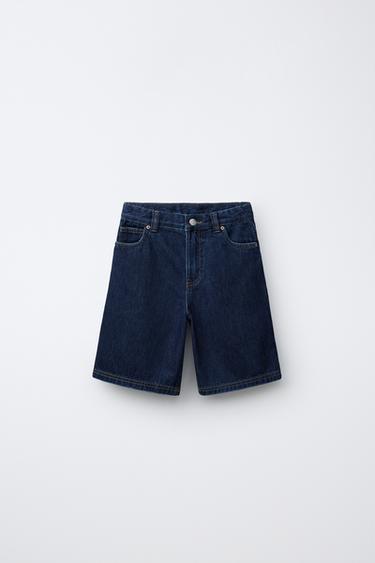 RELAXED BAGGY DENIM BERMUDA SHORTS - Indigo by Zara