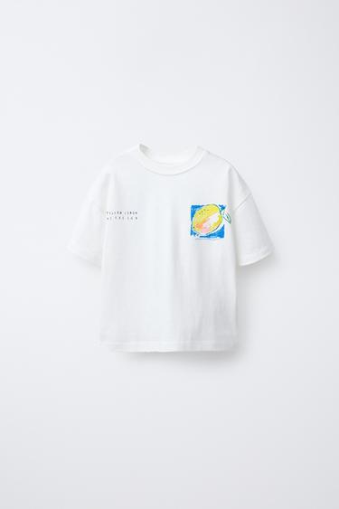 Zara LEMON PRINT T-SHIRT - White