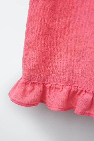 100% LINEN RUFFLE CULOTTES - Red / Coral by Zara - Image 3