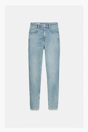 Zara TRF HI-RISE SKINNY JEANS - Light blue