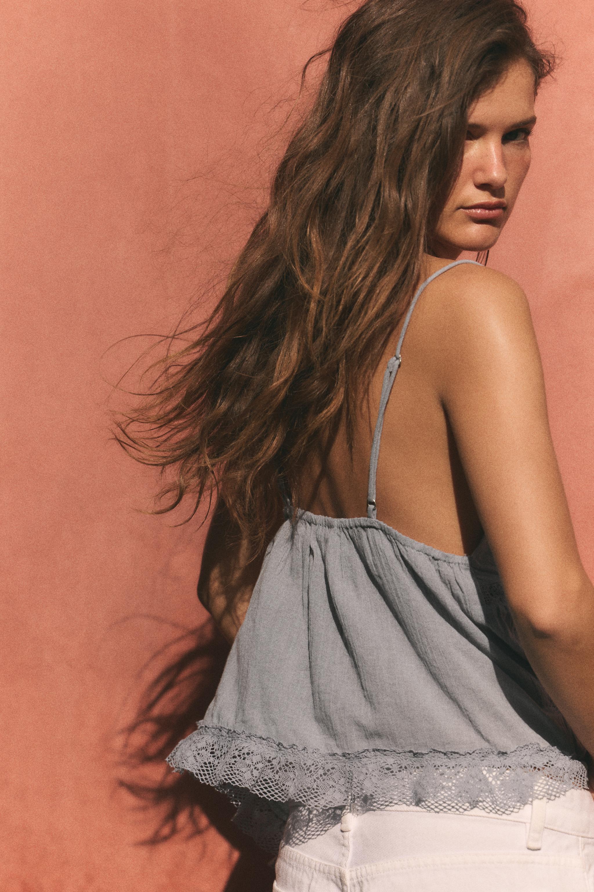 EMBROIDERED STRAP TOP