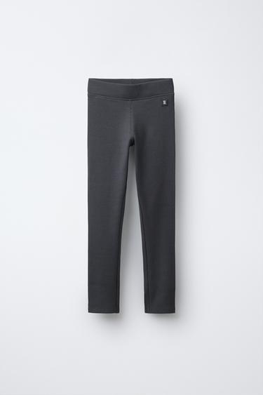 Zara LABEL DETAIL RIBBED LEGGINGS - Light gray - Image 0