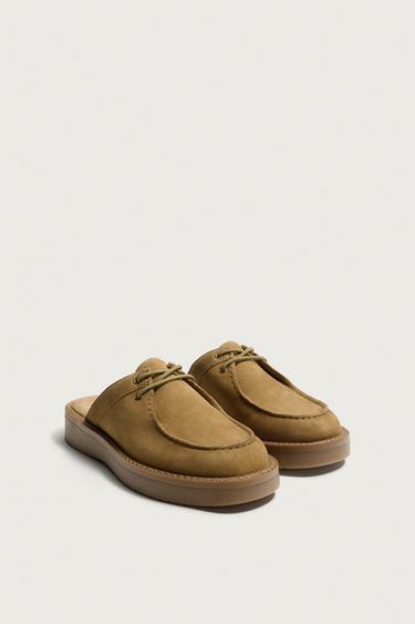 LEATHER CLOGS - Beige by Zara